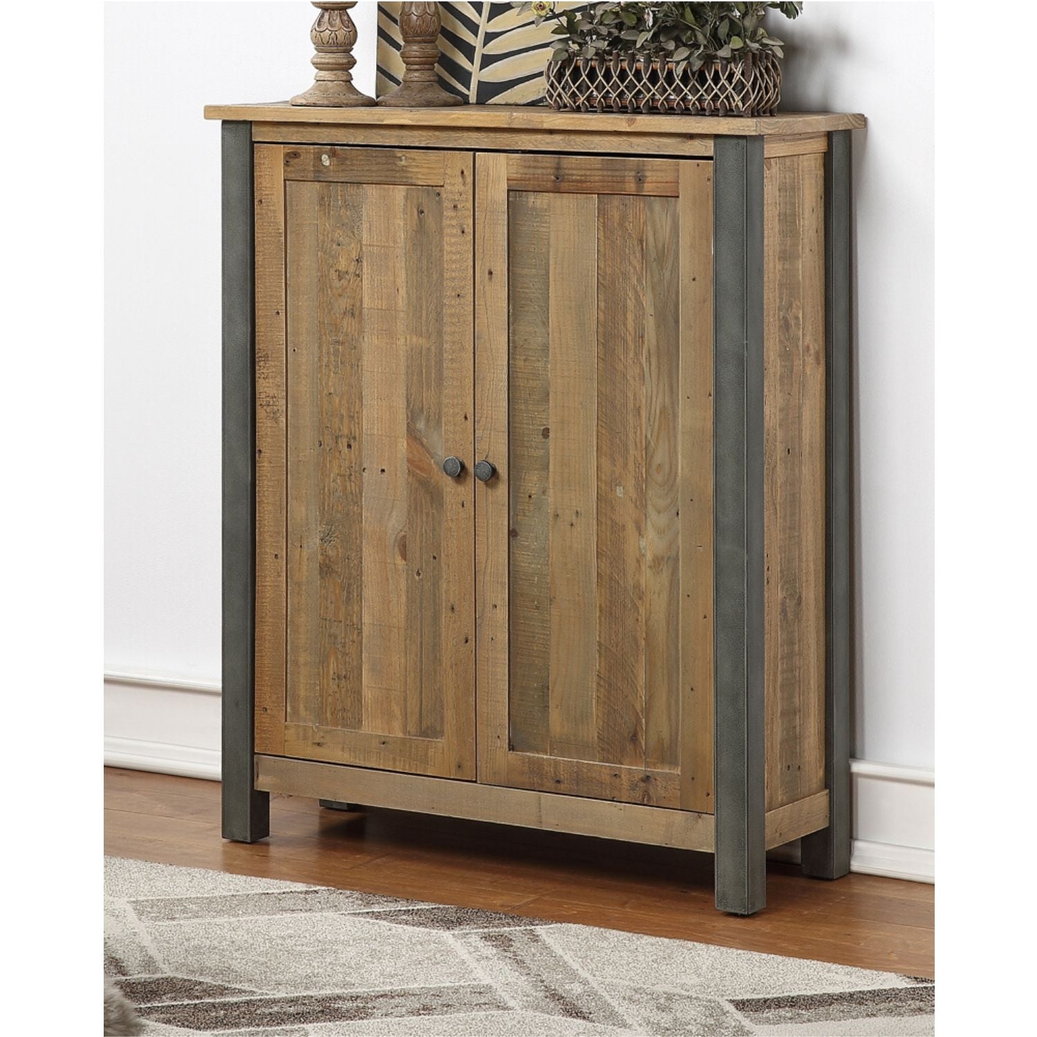 Harringay Reclaimed Wood Shoe Storage Cupboard Large - The Orchard Home and Gifts